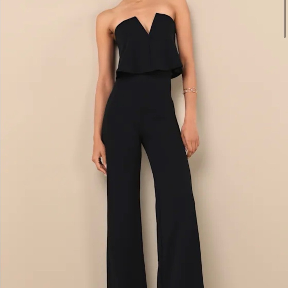 Lulus Power of Love Black Strapless Jumpsuit